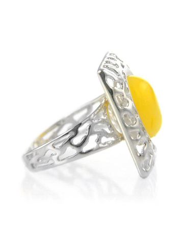 Geometric Amber Ring In Sterling Silver The Venus, Ring Size: 7 / 17.5, image , picture 3