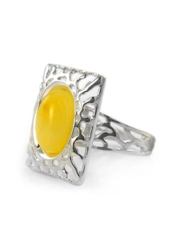 Geometric Amber Ring In Sterling Silver The Venus, Ring Size: 7 / 17.5, image , picture 4