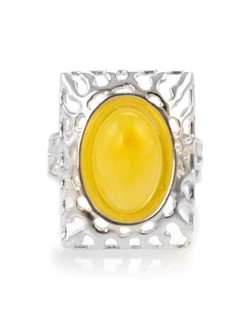 Geometric Amber Ring In Sterling Silver The Venus, Ring Size: 7 / 17.5, image , picture 2