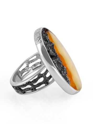 Adjustable Honey Amber Ring In Sterling Silver The Lava, Ring Size: Adjustable, image , picture 4