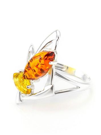 Geometric Multicolor Amber Ring In Sterling Silver The Pegasus, Ring Size: 7 / 17.5, image , picture 3