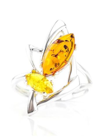 Geometric Multicolor Amber Ring In Sterling Silver The Pegasus, Ring Size: 10 / 20, image , picture 2