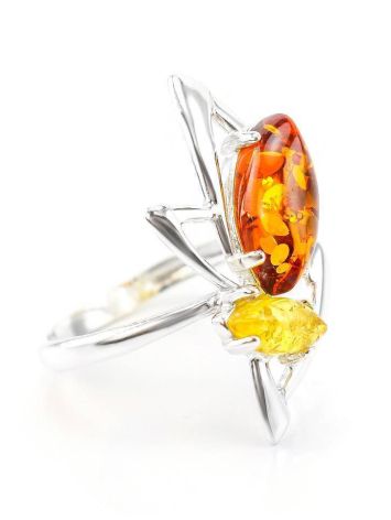 Geometric Multicolor Amber Ring In Sterling Silver The Pegasus, Ring Size: 10 / 20, image , picture 4