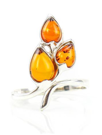 Floral Amber Ring In Sterling Silver The Verbena, Ring Size: 11.5 / 21, image , picture 3