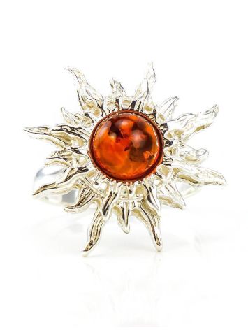 Sterling Silver Ring With Cognac Amber The Helios, Ring Size: 9.5 / 19.5, image , picture 3