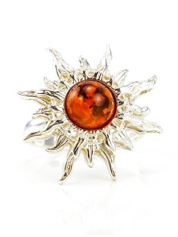 Sterling Silver Ring With Cognac Amber The Helios, Ring Size: 9.5 / 19.5, image , picture 3