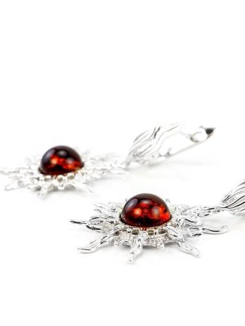 Drop Amber Earrings In Sterling Silver The Helios, image , picture 4