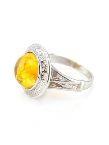 Round Cut Amber Ring In Sterling Silver The Hermitage, Ring Size: 6.5 / 17, image , picture 3