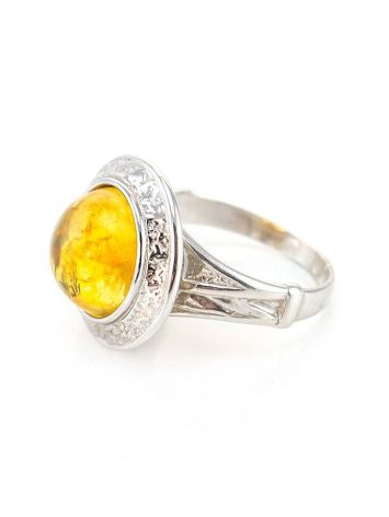 Round Cut Amber Ring In Sterling Silver The Hermitage, Ring Size: 8.5 / 18.5, image , picture 3