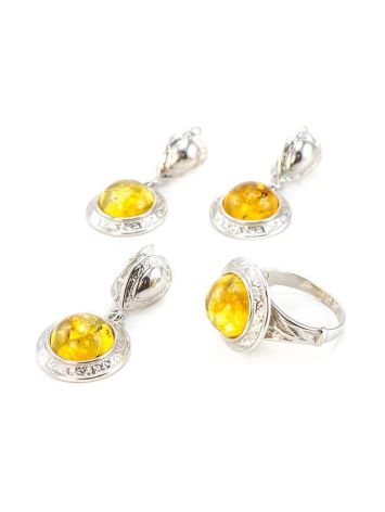 Round Cut Amber Ring In Sterling Silver The Hermitage, Ring Size: 6.5 / 17, image , picture 4