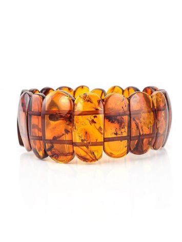 Cognac Amber Flat Beaded Stretch Bracelet, image , picture 3