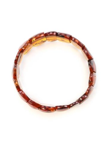 Cognac Amber Flat Beaded Stretch Bracelet, image , picture 4