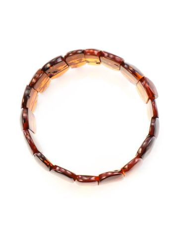 Cognac Amber Flat Beaded Stretch Bracelet, image , picture 3
