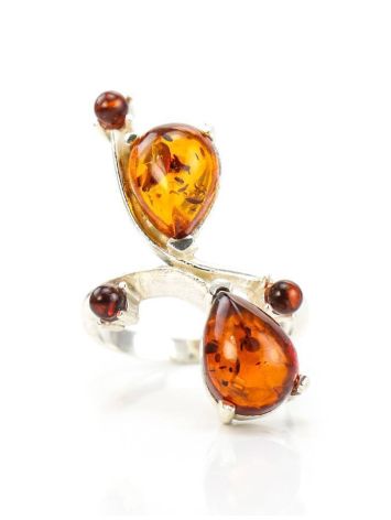 Cognac Amber Ring In Sterling Silver The Symphony, Ring Size: 5.5 / 16, image , picture 2