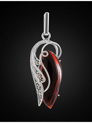 Bold Handcrafted Amber Pendant In Sterling Silver The Dew, image , picture 3