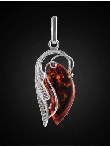 Bright Handcrafted Amber Pendant In Sterling Silver The Dew, image , picture 3