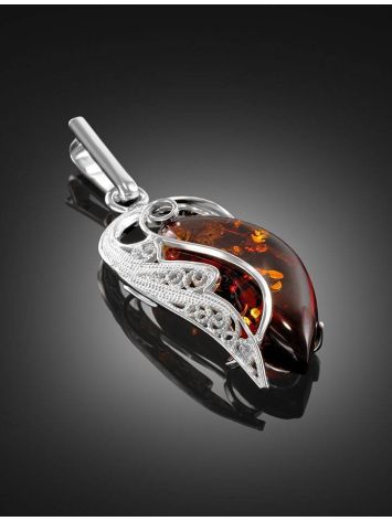 Bright Handcrafted Amber Pendant In Sterling Silver The Dew, image , picture 2