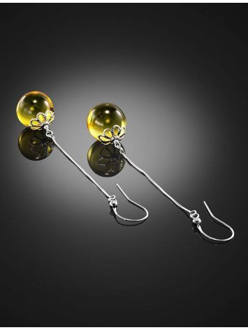 Dangles Amber Earrings With Sterling Silver With Inclusions The Clio, image , picture 2