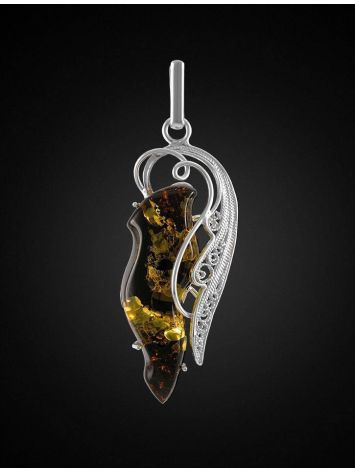 Bold Handcrafted Amber Pendant In Sterling Silver The Dew, image , picture 3