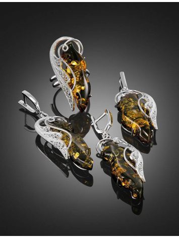 Bold Handcrafted Amber Pendant In Sterling Silver The Dew, image , picture 4