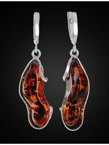 Drop Amber Earrings In Sterling Silver The Lagoon, image , picture 2