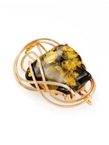 Handcrafted Amber Brooch In Gold Plated Silver The  Rialto, image , picture 3