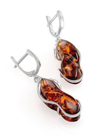 Drop Amber Earrings In Sterling Silver The Lagoon, image , picture 3