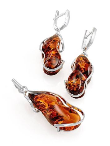 Drop Amber Earrings In Sterling Silver The Lagoon, image , picture 4
