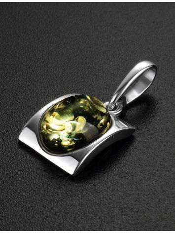 Green Amber Pendant In Sterling Silver The Saturn, image , picture 2