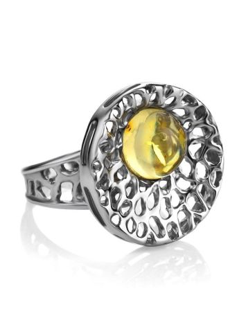 Bold Silver Ring With Lemon Amber The Venus, Ring Size: 11 / 20.5, image , picture 4