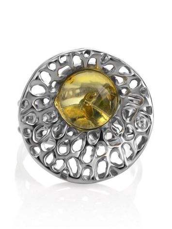 Bold Silver Ring With Lemon Amber The Venus, Ring Size: 5.5 / 16, image , picture 5