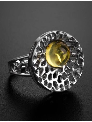 Bold Silver Ring With Lemon Amber The Venus, Ring Size: 11 / 20.5, image , picture 2
