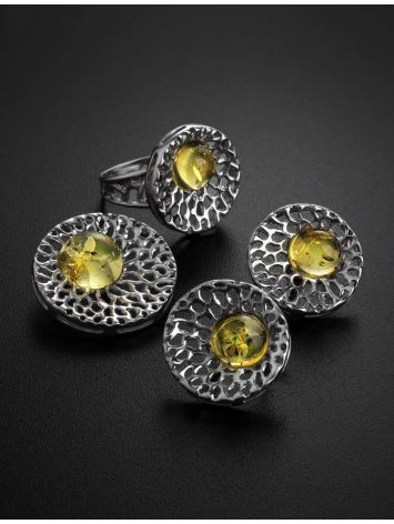 Bold Silver Ring With Lemon Amber The Venus, Ring Size: 5.5 / 16, image , picture 6