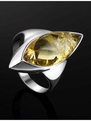Sterling Silver Ring With Luminous Lemon Amber The Taurus, Ring Size: 5.5 / 16, image , picture 2