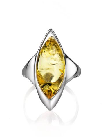 Sterling Silver Ring With Luminous Lemon Amber The Taurus, Ring Size: 5.5 / 16, image , picture 4