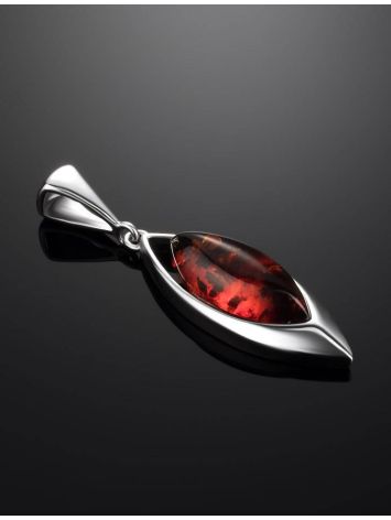 Chic Silver Pendant With Cognac Amber The Taurus, image , picture 2
