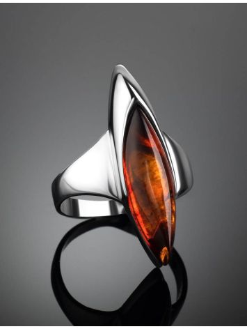 Cognac Amber Ring In Sterling Silver The Gaudi, Ring Size: 6 / 16.5, image , picture 2