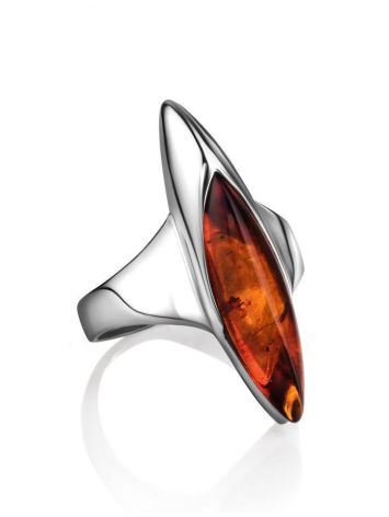 Cognac Amber Ring In Sterling Silver The Gaudi, Ring Size: 6 / 16.5, image , picture 3