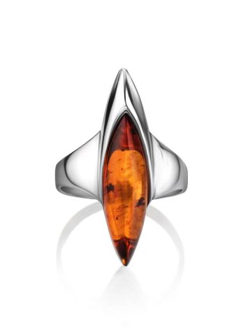 Cognac Amber Ring In Sterling Silver The Gaudi, Ring Size: 6 / 16.5, image , picture 4