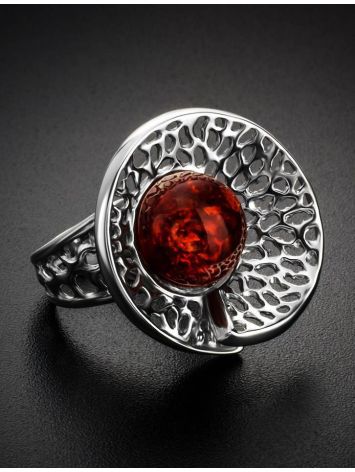 Dazzling Adjustable Amber Ring In Sterling Silver The Venus, Ring Size: Adjustable, image , picture 2