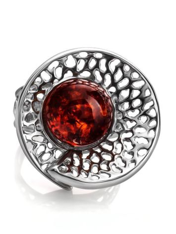 Dazzling Adjustable Amber Ring In Sterling Silver The Venus, Ring Size: Adjustable, image , picture 3