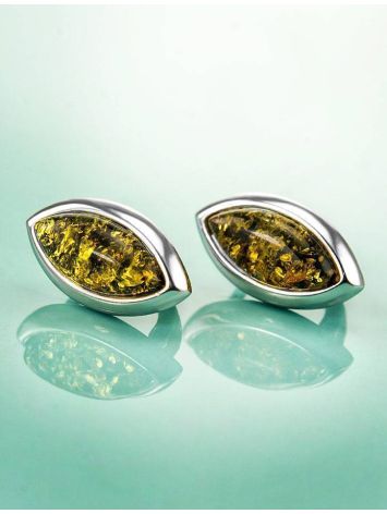 Sterling Silver Earrings With Green Amber The Amaranth, image , picture 2