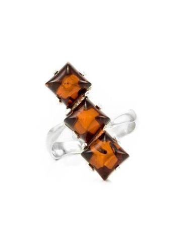 Sterling Silver Ring With Cognac Amber The Puzzle, Ring Size: 5.5 / 16, image , picture 3