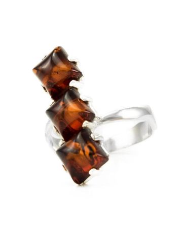 Sterling Silver Ring With Cognac Amber The Puzzle, Ring Size: 9.5 / 19.5, image , picture 4