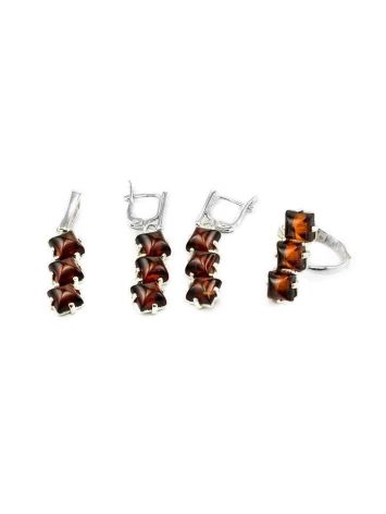 Sterling Silver Ring With Cognac Amber The Puzzle, Ring Size: 9.5 / 19.5, image , picture 6