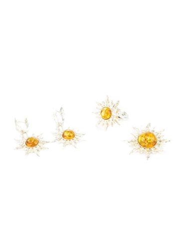 Sun Shaped Silver Ring With Lemon Amber The Helios, Ring Size: 7 / 17.5, image , picture 7
