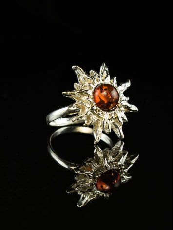 Sterling Silver Ring With Cognac Amber The Helios, Ring Size: 9.5 / 19.5, image , picture 5