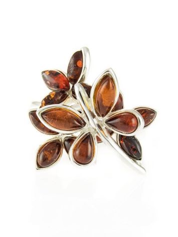 Bold Silver Ring With Cognac Amber The Verbena, Ring Size: 8.5 / 18.5, image , picture 2