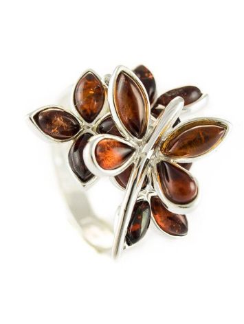 Bold Silver Ring With Cognac Amber The Verbena, Ring Size: 8.5 / 18.5, image , picture 3