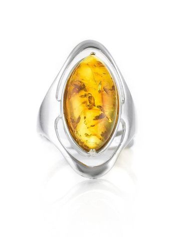 Bold Silver Ring With Lemon Amber The Sonnet, Ring Size: 7 / 17.5, image , picture 2
